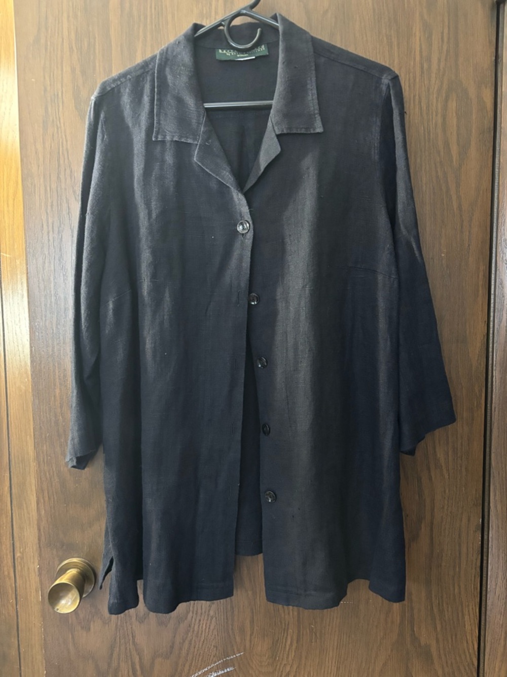 Harve Benard Black Button-Front Linen Shirt Jacket